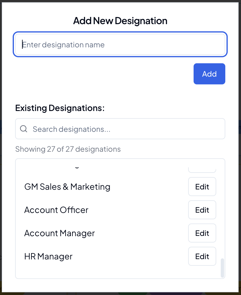 Designation Management Interface