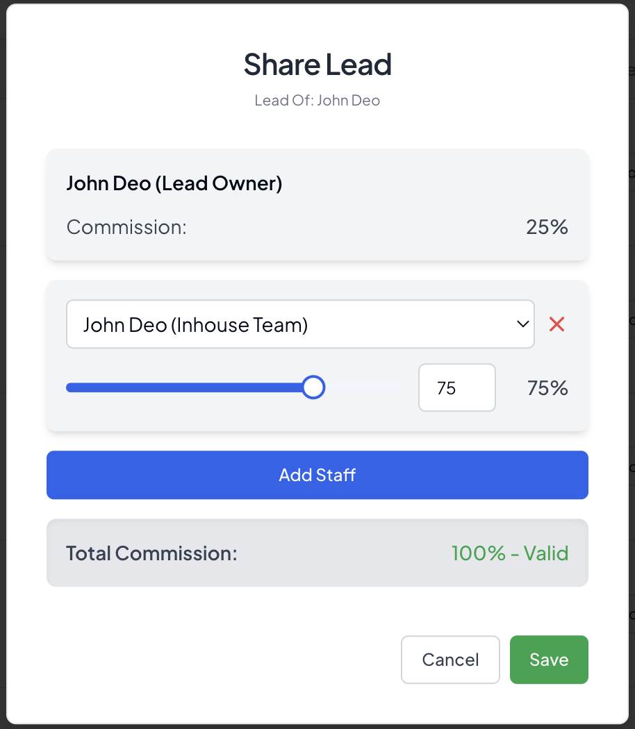 Lead Sharing Interface